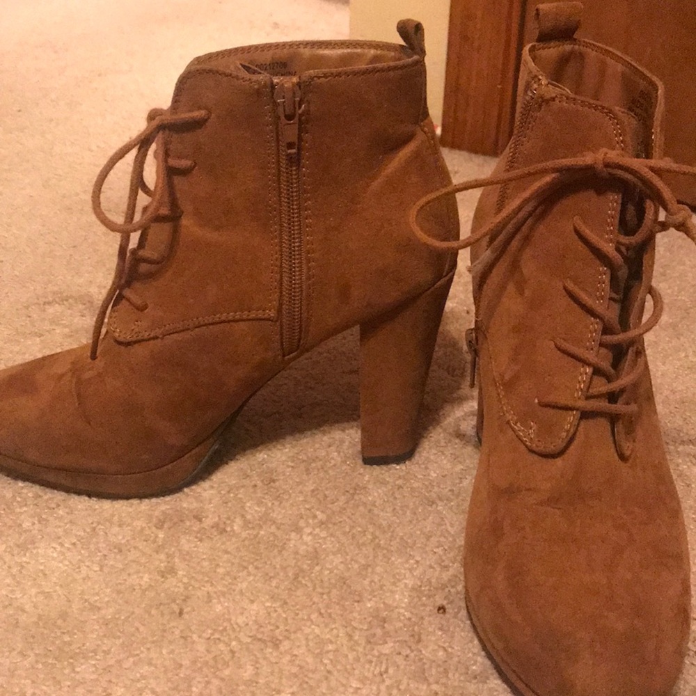 Ankle Heel Brown Suede Boots